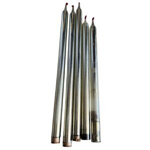 Vintage MCM Christmas Candles Mercury Glass Silver Taper Red Flame Set of 5